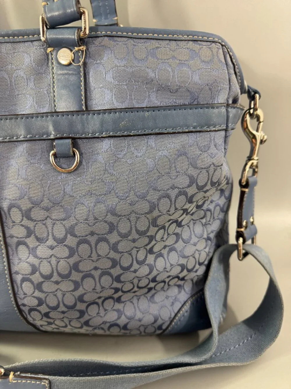 Authentic Coach CC signature Canvas with Leather Diaper Bag
